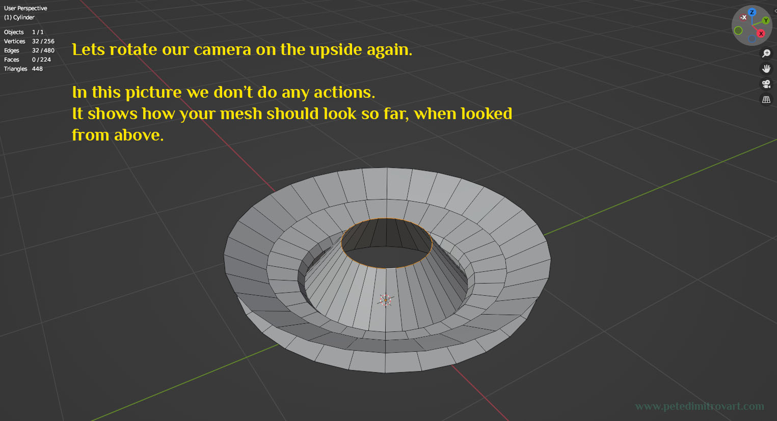 The progress on the static mesh, now seen from a camera angle from above.